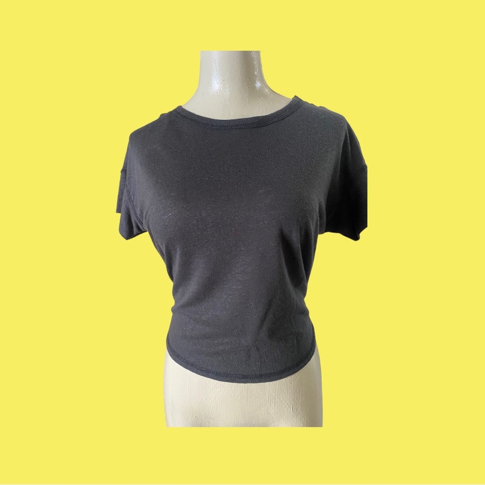 Rachel Roy soft black jersey knit, tie-back cropped T-shirt - Size S
